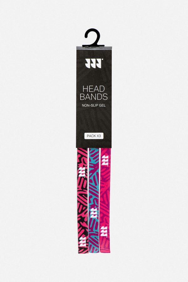 Headbands 3 Pack Cyan/Pink/Black